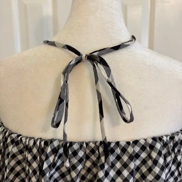 J. Crew Black/White Gingham Ruffle Halter Mini Dress Size Small - Picture 6 of 9